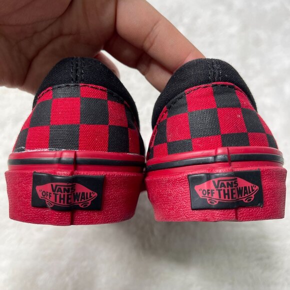 VANS Unisex Red Black Checkerboard Slip On Classic Skate Shoes Sneaker 4.5M/6W - Picture 5 of 10